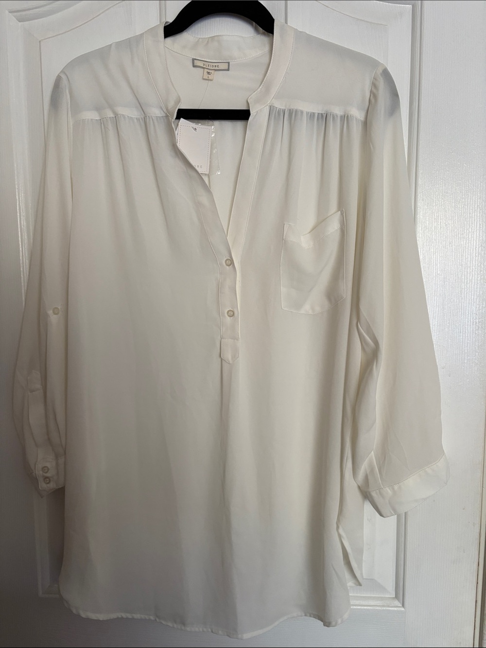 Pleione Cream Long-Sleeve Henley Tunic